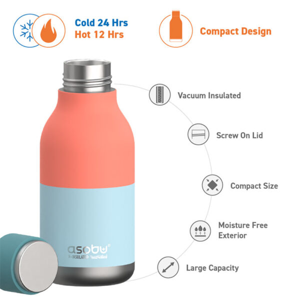 Thermosfles, Asobu, Urban, pastel blauw, 460ml sfeer