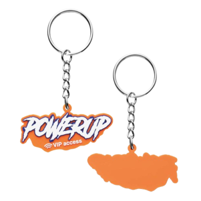 NFC-sleutelhanger van PVC-rubber met een enkelzijdig logo-ontwerp.