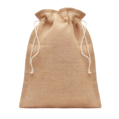 Sinterklaas Kleine jute giftbag met trekkoordsluiting