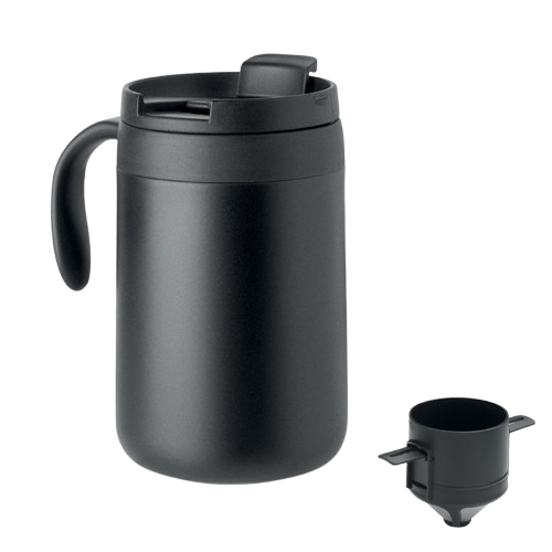 Dubbelwandige RVS mok met koffiefilter