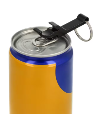 Aluminium sleutelhanger met gecombineerde fles- en blikopener.